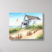 Strandhuis 14" x 11" canvas afdruk (Voorkant)