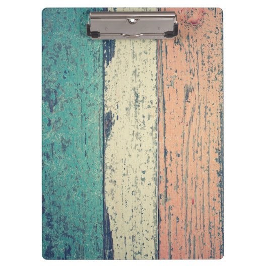 Strandhuis beschilderd hout gestreept blauwgroen r klembord (Voorkant)