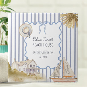 Strandhuis Blauw Coastal Chic Blauwe Strepen Tegeltje