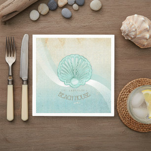 Strandhuis Clam Shell Aqua Blauwe ID623 Servet