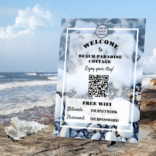 Strandhuis Gast Welkom Gratis Wi-Fi QR Code Reclamebord Met Voetstuk
