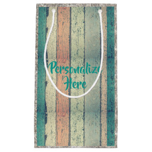 Strandhuis geschilderd hout gestreept blauwgroen r klein cadeauzakje