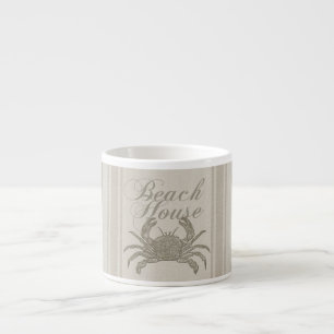 Strandhuis Krab Kust Kuststrook Vintage Espresso Kop
