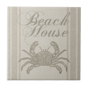 Strandhuis Krab Kust Kuststrook Vintage Tegeltje
