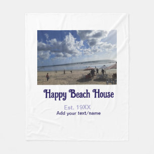 Strandhuis opgericht jaar toevoegen foto breedtegr fleece deken