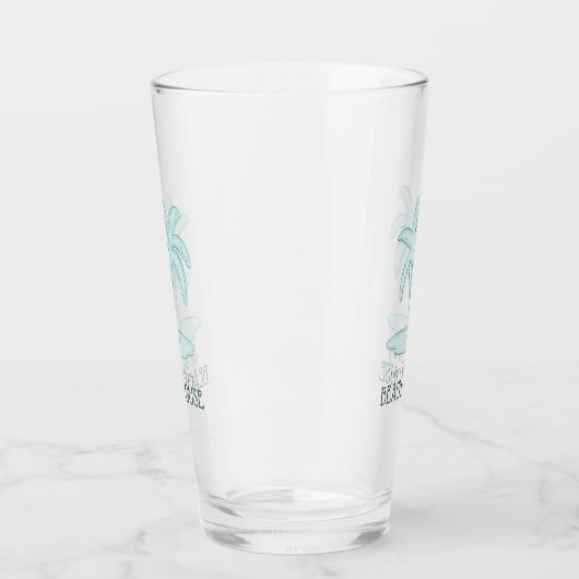 Strandhuis Palm Trees Aqua Blue ID623 Glas (Links)
