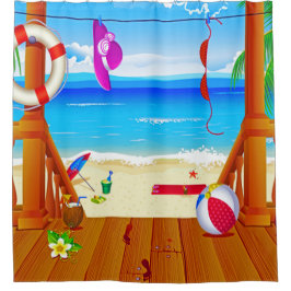 strandhuis paradijs oceanview vakantie douchegordijn