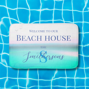 Strandhuis vakantie oceaan blauw zee badmat
