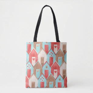Strandhuis waterverf: retro patroon. draagtas