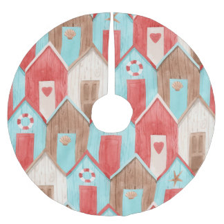 Strandhuis waterverf: retro patroon. kerstboom rok