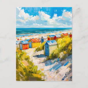 Strandhuisjes aan zee in Holland Schilderij Briefkaart