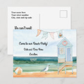 Strandhut Zeemeeuw en Beach Ball Party uitnodiging (Voorkant / Achterkant)