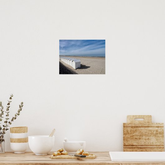 Strandhutten in Fort Mahon in Frankrijk Poster (Keuken)