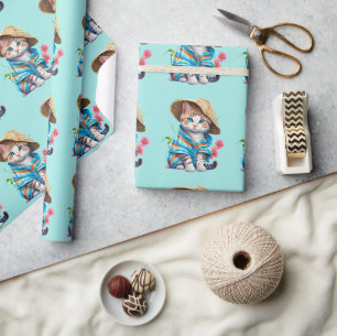 Strandjutterende kat cadeaupapier