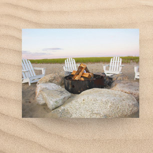 Strandkampvuur bij schemering Cape Cod ansichtkaar Briefkaart