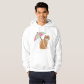 Strandkat met roze en groene paraplu hoodie (Voorkant volledig)