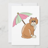 Strandkat met roze en groene paraplu kaart (Voorkant)
