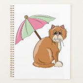 Strandkat met roze en groene paraplu planner (Voorkant)