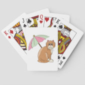 Strandkat met roze en groene paraplu pokerkaarten (Achterkant)