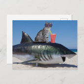 STRANDKAT OP SHARK GRAPPIG BRIEFKAART (Voorkant / Achterkant)
