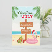 Strandkerst in juli feestuitnodiging kaart (Staand voorkant)