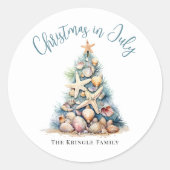 Strandkerst in juli ronde sticker (Voorkant)