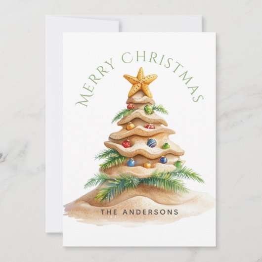 Strandkerstboom Feestdagenkaart (Voorkant)