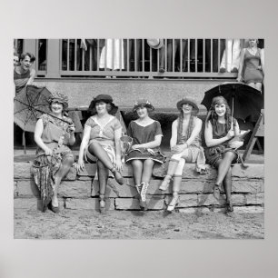 Strandkostuumwedstrijd, 1921. Oude foto Poster