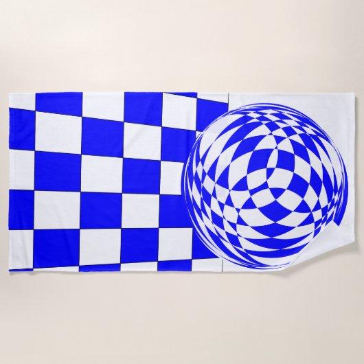 Strandlaken - dambord en bal illusie (Voorkant)