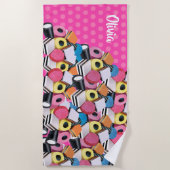 Strandlaken Licorice Snoep Allsports. Neon Roze (Voorkant)