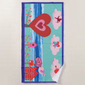 Strandlaken Met Strand Liefde Cupido landschap (Voorkant)