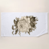 Strandlaken  Wit Rose Floral (Voorkant)