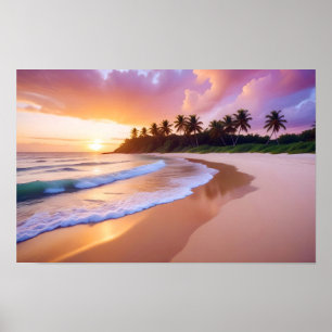 Strandlandschap Tropische zonsondergangschemering Poster