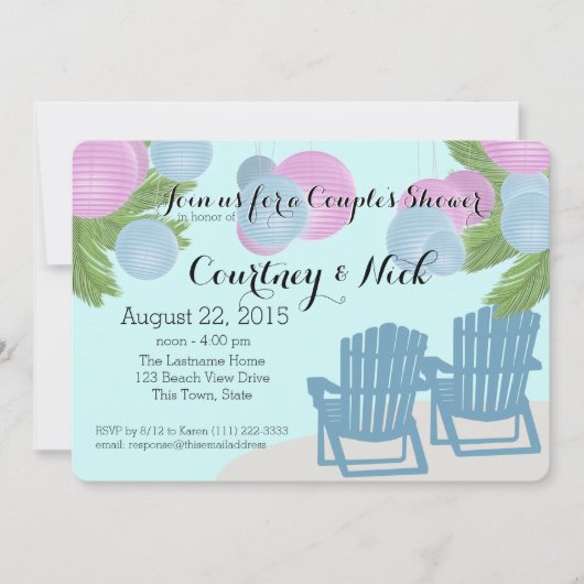 Strandlantaarns Echtpaar Douche Kaart (Voorkant)