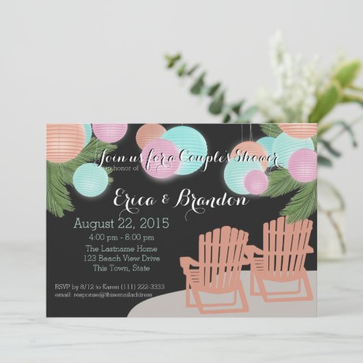 Strandlantaarns Echtpaar Douche Kaart (Staand voorkant)