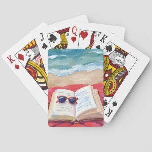 Strandleesboek Oceaangolven Waterverfschilderij Pokerkaarten