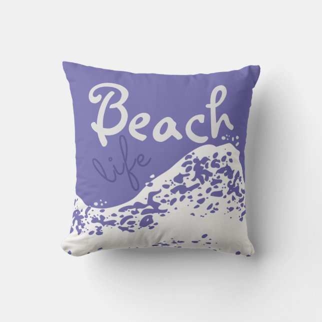 strandleven gemiddelde slate blauwe golflengte kussen (Voorkant)