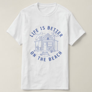 Strandleven Gezellige hut Palmen lijnen tekenontwe T-shirt