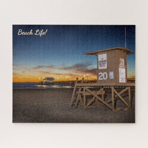 Strandleven! Newport Beach bij zonsondergang Legpuzzel