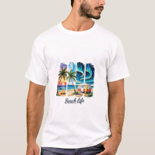 Strandleven T-Shirt – Tropische Zomer Vibes & Surf