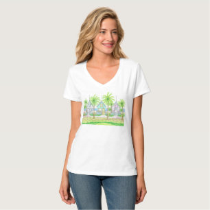 Strandleven Tropische Shack V-hals T-shirt