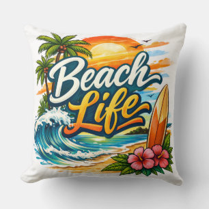 Strandleven – Tropische Zonsondergang Surf Kussen