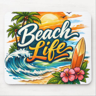 Strandleven – Tropische Zonsondergang Surf Muismat