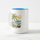 Strandliefhebber Groot Tweekleurige Koffiemok (Voorkant links)