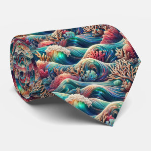 Strandliefhebbersstrik   Holografisch oceaan koraa Stropdas