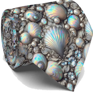 Strandliefhebbersstrik   Opal Diamant Zeeschelpenp Stropdas