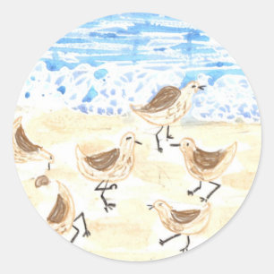 Strandlopers op Old Orchard Beach, Maine Ronde Sticker