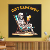 Strandloungen Skeleton Halloween Canvas Afdruk (Insitu (Woonkamer))