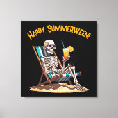Strandloungen Skeleton Halloween Canvas Afdruk (Voorkant)