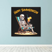 Strandloungen Skeleton Halloween Canvas Afdruk (Insitu (Houten vloer))